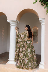 Modern lehengas with luminous prints and ethereal elegance.