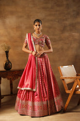 Magenta Tissue jacquard Embroidered Lehenga Choli