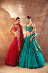 Red Mirror Work Lehenga for Weddings & Festive Wear