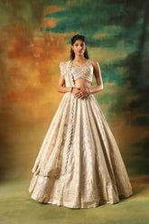 Gold tissue jacquard lehenga choli for weddings and festive functions