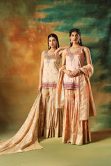 Gold Embroidered Jacquard Shirt Sharara