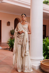 Golden Royal Chinon Floral Embroidered Sharara Set