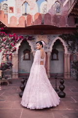 Pink Organza & Net Cutdana Embroidered Lehenga Set