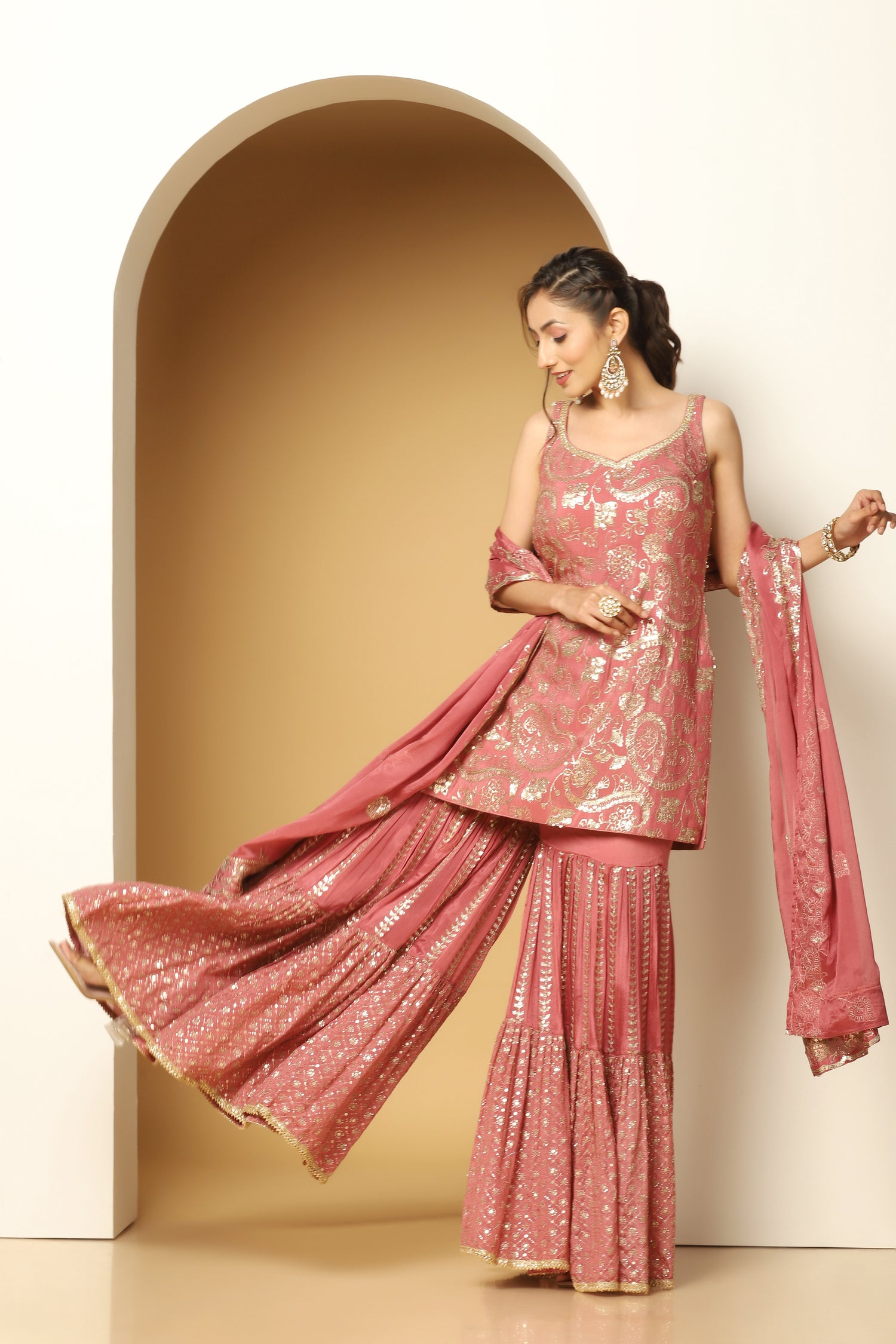 Traditional Sequin Paisley Sharara Suit Online