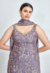 Mauve and Gold Embroidered Sharara Set for Wedding & Festive Look