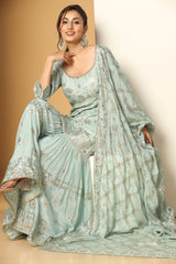 Sequin Floral Sharara Set – Blooming Garden Party Wear Look