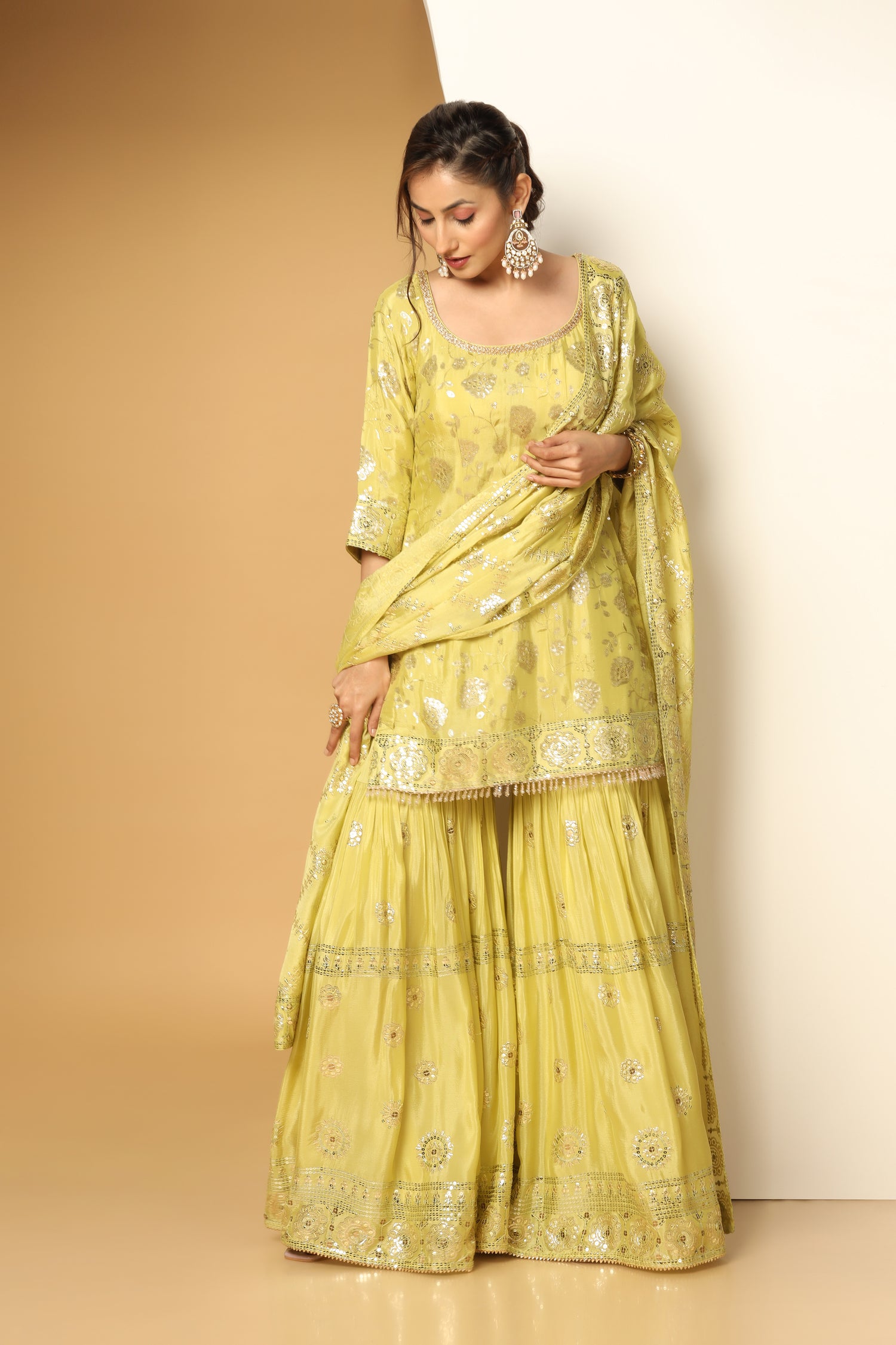 Blooming Floral Sequin Sharara – Designer Wear for Weddings