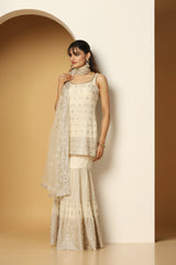 Elegant Zari & Sequin Sharara Suit for Party & Wedding Wear