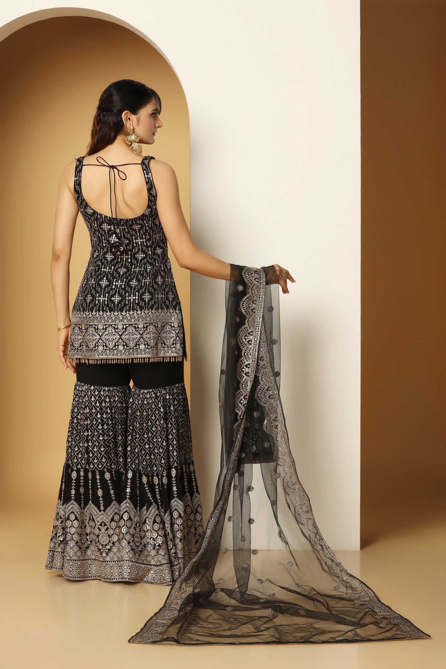 Zari Sequin Sharara Suit – Traditional Festive Outfit for Women