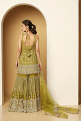 Zari Embroidered Sequin Sharara Set – Party Wear for Women