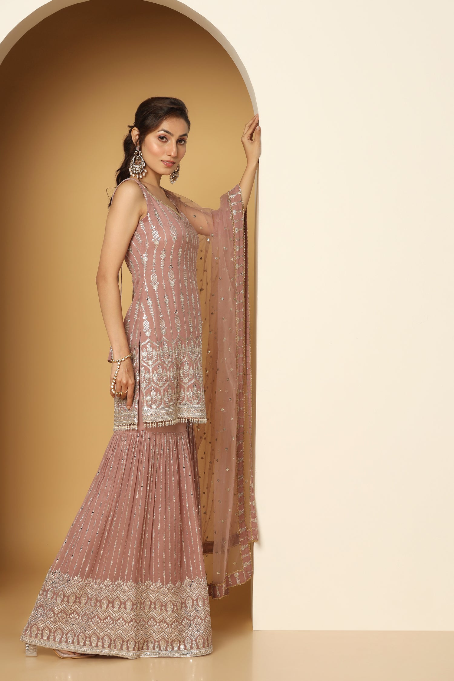 Zari Sequin Tasseled Shirt & Sharara Set – Ethnic Party Wear