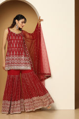 Zari Sequin Sharara Set with Tasseled Shirt – Party Look