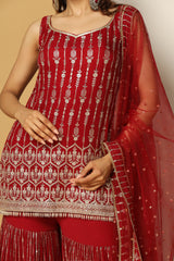 Zari Sequin Sharara Set with Tasseled Shirt – Party Look