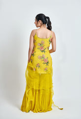 Yellow Georgette Sharara – Printed Ethnic Style