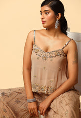 Champagne Color Sharara with Stylish Designer Top