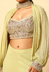 Pista Green Sharara Set with Detachable Sleeves – Ethnic Wear