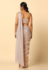 Shimmer Draped Saree with Gold Sequence and Pearl Blouse