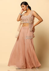 Mouse Cape & Sharara Set - Tone to Tone Hand Embroidered Ethnic Wear