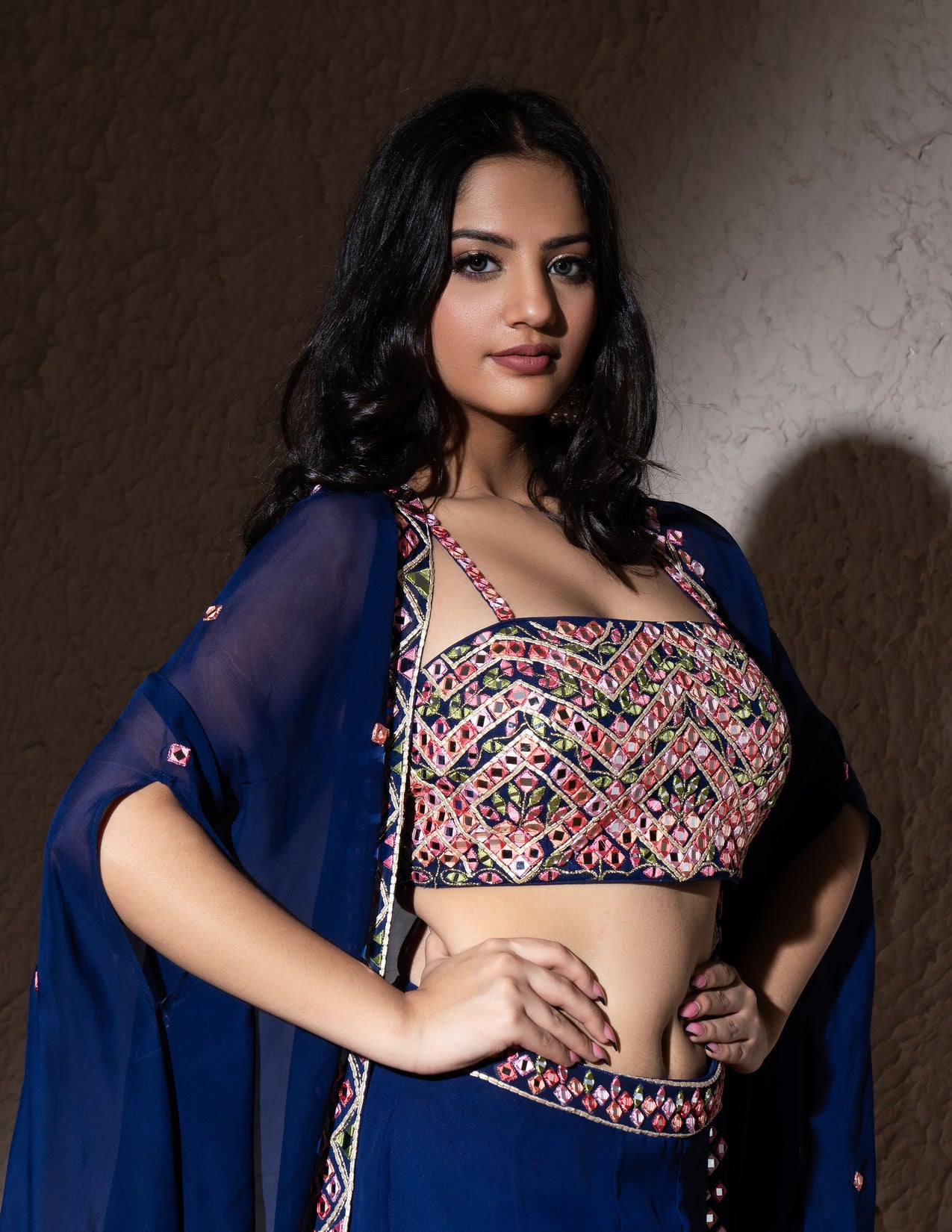 Electric Blue Georgette Sharara Set for Party Wear
