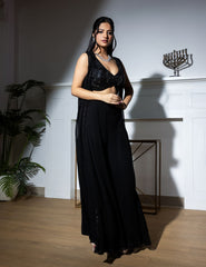 Black Long Jacket Dress – Indo Western Ethnic Outfit