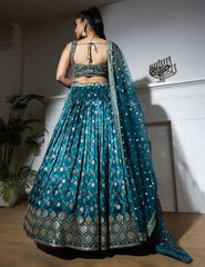 Floral Jaal Embroidered Bridal Lehenga