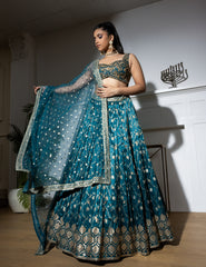 Floral Jaal Embroidered Bridal Lehenga