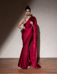 Red Armani Satin Saree