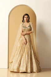 Metallic Stripe Embroidered Lehenga