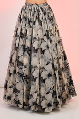 Printed fabric with cutdana sequin and stone hand embroidery