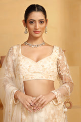 Beads and cutdana Abstract flower Jaal Lehenga themed full slevves choli