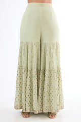 Pista Green Georgette Sequins Embroidered Sharara Set