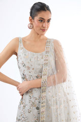 Grey Georgette Sequins Embroidered Sharara Set