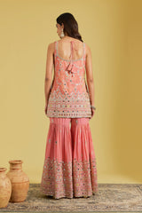 Pink Traditional Motif Embroidered Garara Set
