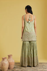 Pista Tissue Embroidered Gharara Set