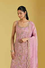 Pink Tissue Embroidered Gharara Set