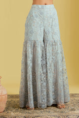Grey Tissue Embroidered Gharara Set