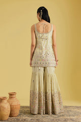 Beige Traditional Motif Embroidered Garara Set