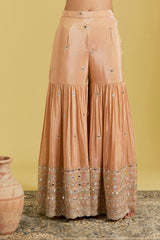 Peach Tissue Embellished Gharara Set