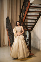 Ivory Floral Jaal Stone & Pearl Lehenga Set