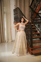 Pista Floral Jaal Stone & Pearl Lehenga Set