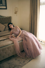 Lilac Abstract Jaal Swarovski Bead & Sequin Lehenga Set