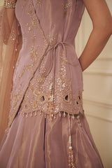 Lilac Abstract Jaal Swarovski Bead & Sequin Lehenga Set