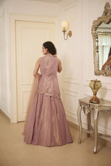 Lilac Abstract Jaal Swarovski Bead & Sequin Lehenga Set