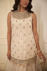 Ivory Cutdana & Swarovski Embellished Lehenga Set