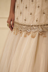 Ivory Cutdana & Swarovski Embellished Lehenga Set