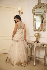 Ivory Cutdana & Swarovski Embellished Lehenga Set