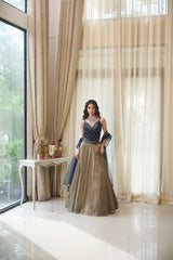 Blue Dabka, Nakshi & Cutdana Jaal Lehenga Set