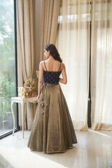 Blue Dabka, Nakshi & Cutdana Jaal Lehenga Set