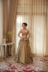 Seach Green Geometric Sequin & Mirror Lehenga Set
