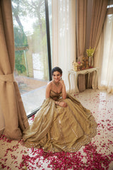 Seach Green Geometric Sequin & Mirror Lehenga Set